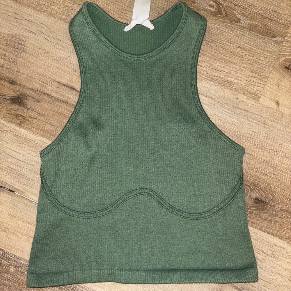 Sage Green Ribbed Racerback Tank – Double Zero Mystical – Medium – Sculpted Fit